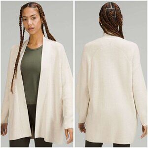 Lululemon Merino Wool-Blend Ribbed Long Wrap Sweater in White Opal Size 6